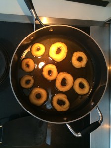 Let simmer in a pan on medium heat in vegetable oil for about 10 minutes. Do not overcook